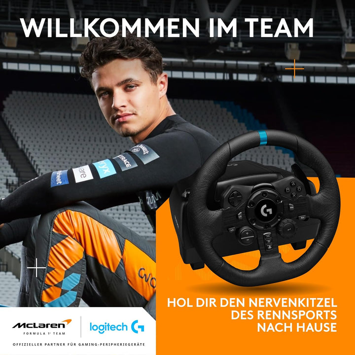 Logitech G923 TRUEFORCE Gaming Rennlenkrad mit Pedalen, Kraftrückkopplung bis 1000 Hz, reaktionsschn