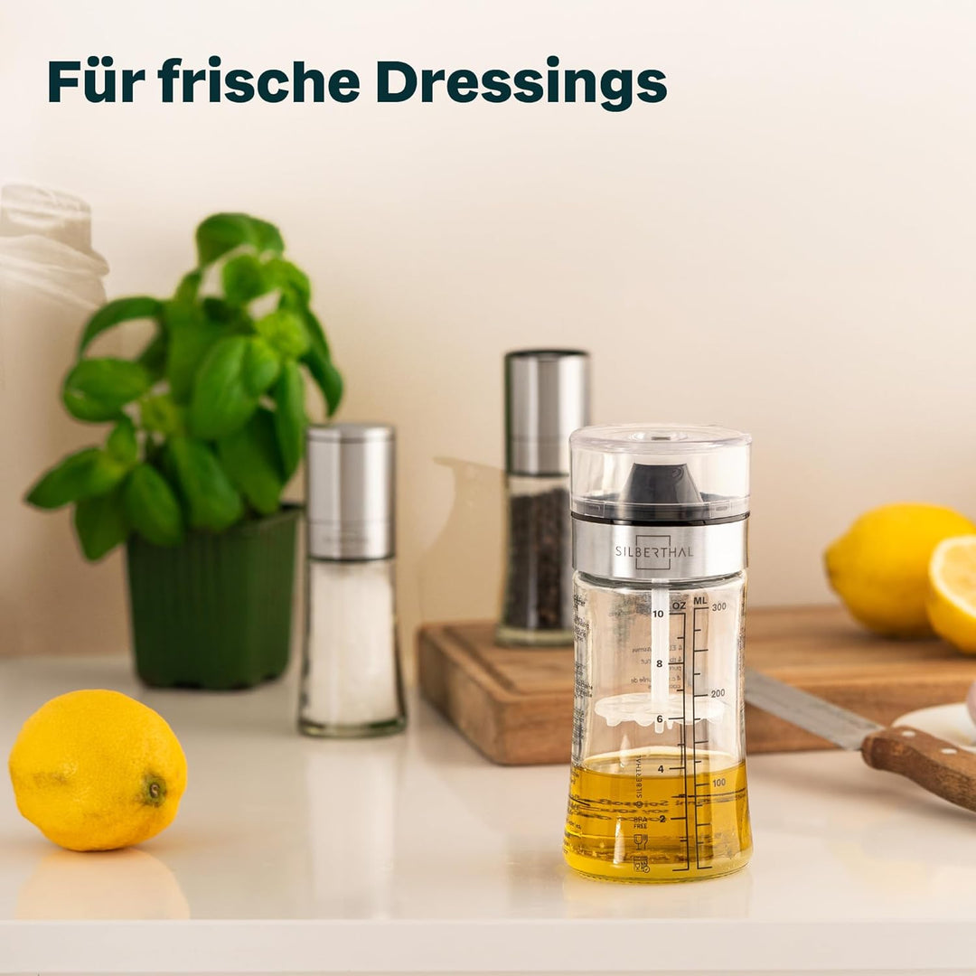 SILBERTHAL Dressingshaker Klein 2er Set - 350 ml aus Glas mit Rezepten - Spülmaschinenfest - Geschen