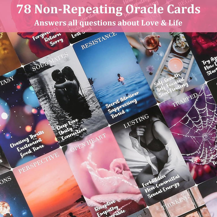 Fofeadm Oracle Cards, 78 PCS Love Oracle Tarotkarten Deck mit Bedeutung auf ihnen, Love Orakel-Karte