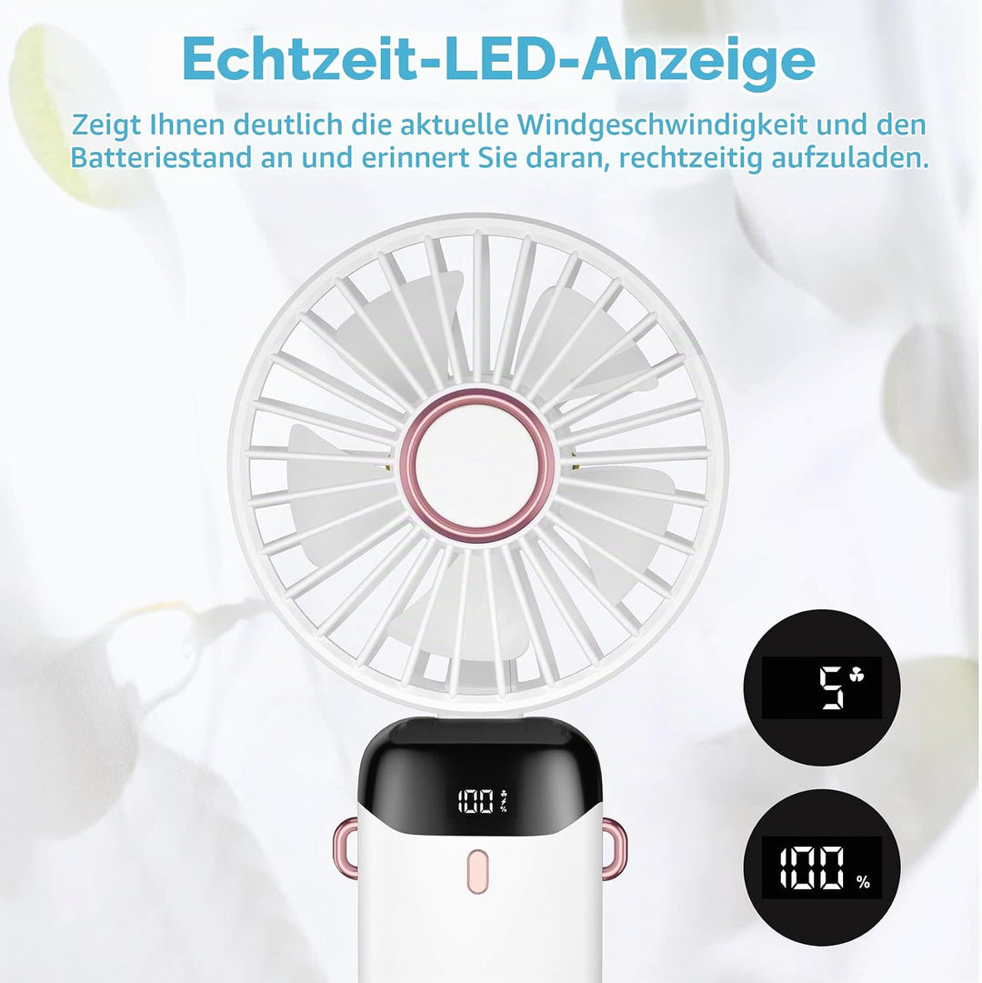 Rafada Handventilator, Tragbarer Mini Ventilator, Wiederaufladbar, Kleiner Taschenventilator Mit 5 G