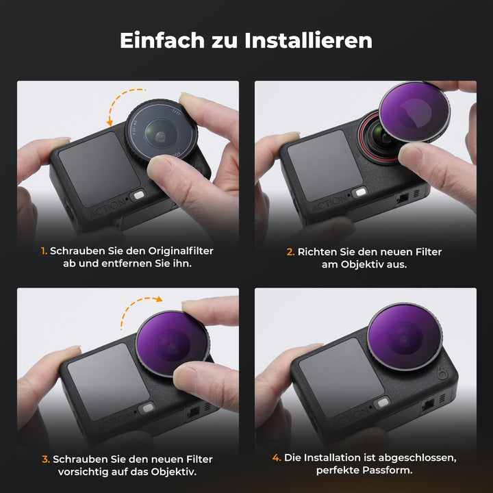 K&amp;F CONCEPT CPL+ND8+ND16+ND32+ND64+Black-Mist 1/4 Filter für Osmo Action 6 | Polfilter, Neutraldicht
