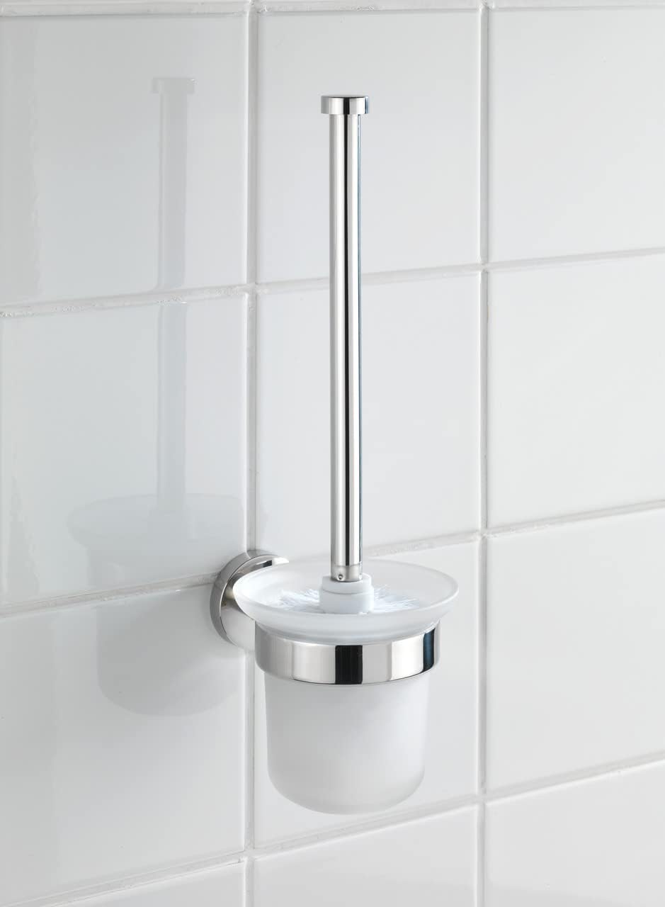 WENKO WC-Garnitur Bosio, Edelstahl, Wandmontage, Keramikbehälter abnehmbar, 10x35x14 cm, Schraubmate