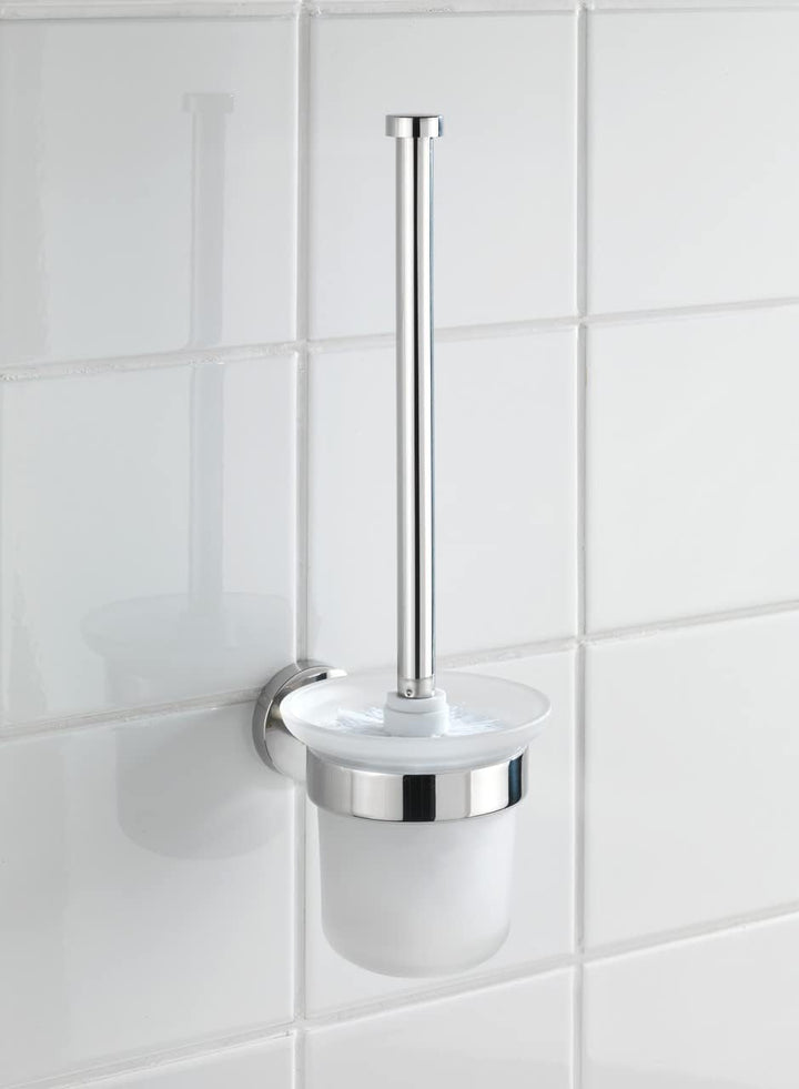 WENKO WC-Garnitur Bosio, Edelstahl, Wandmontage, Keramikbehälter abnehmbar, 10x35x14 cm, Schraubmate