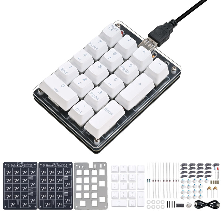 Löt Bausatz, DIY Numpad Keypad USB-Nummerntastenfeld & Pfeiltasten Mini-Mechanische Tastatur, 18 Tas