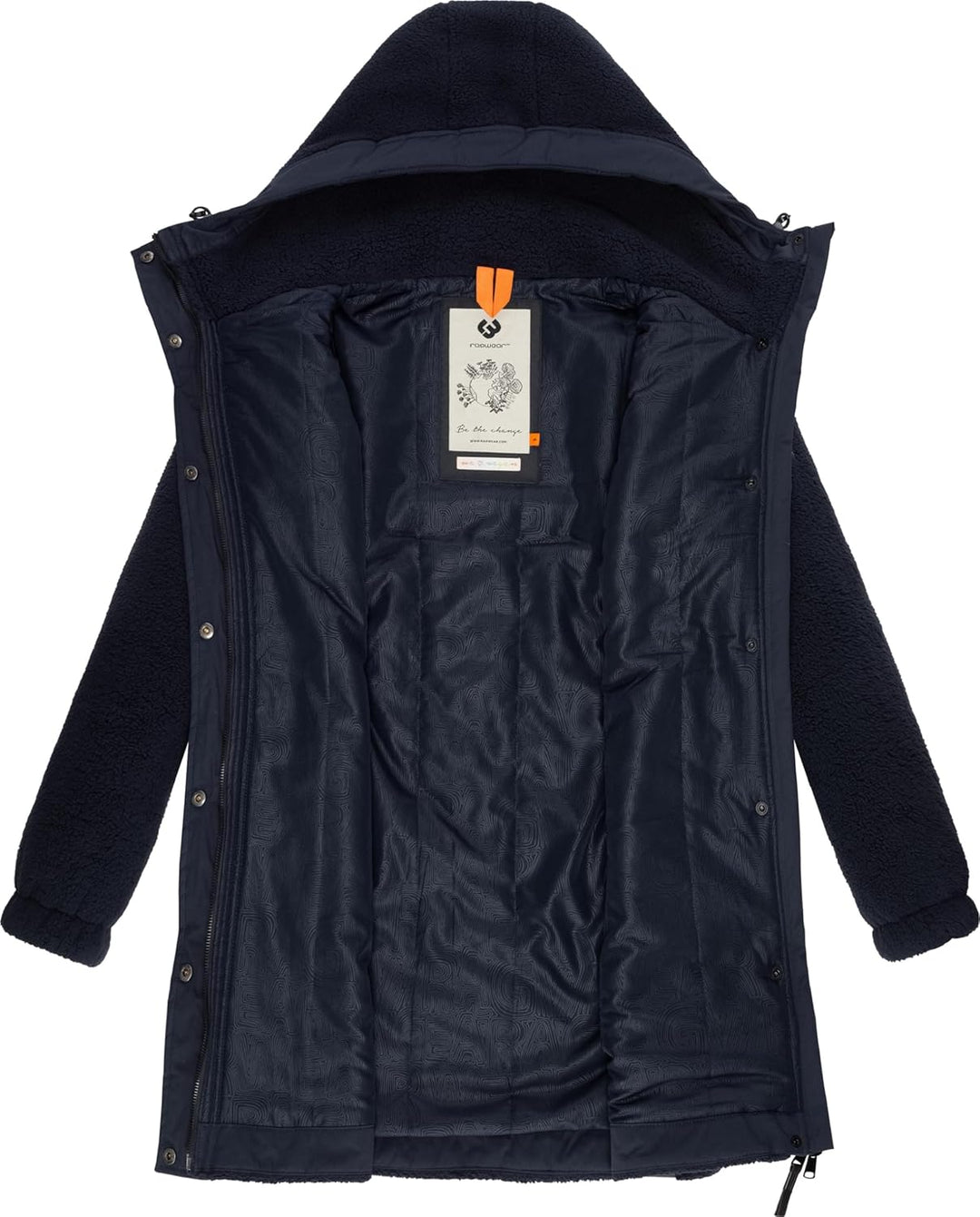 Ragwear Damen Fleecejacke Kurze Teddyfleece-Jacke warm mit Kapuze Cousy XS-6XL S Navy24, S Navy24