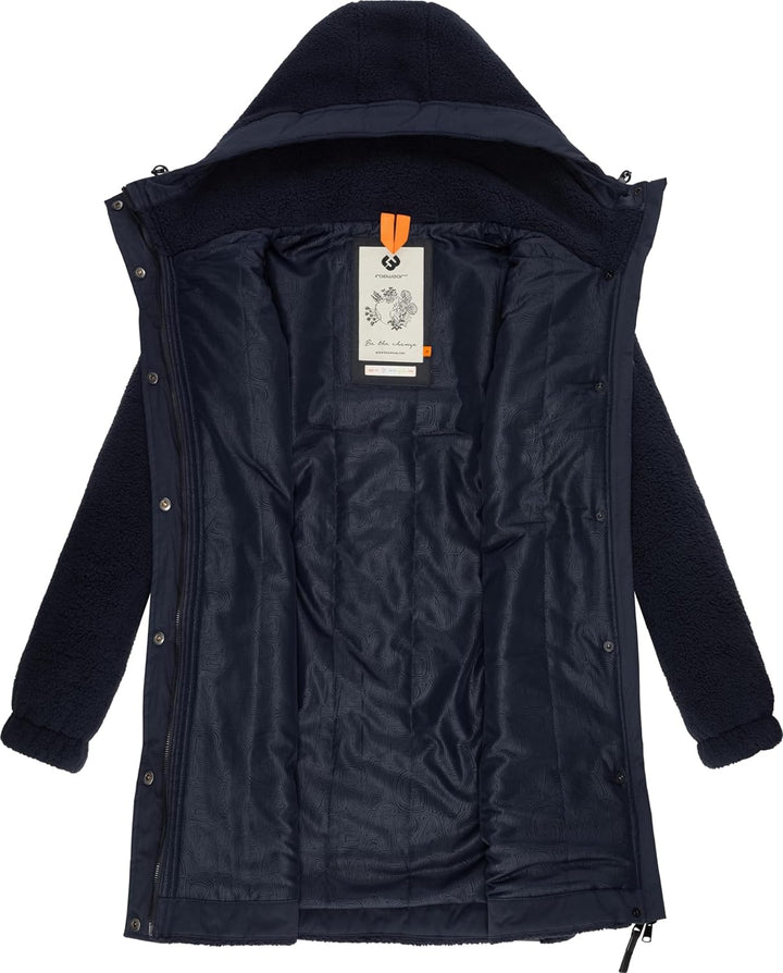 Ragwear Damen Fleecejacke Kurze Teddyfleece-Jacke warm mit Kapuze Cousy XS-6XL S Navy24, S Navy24
