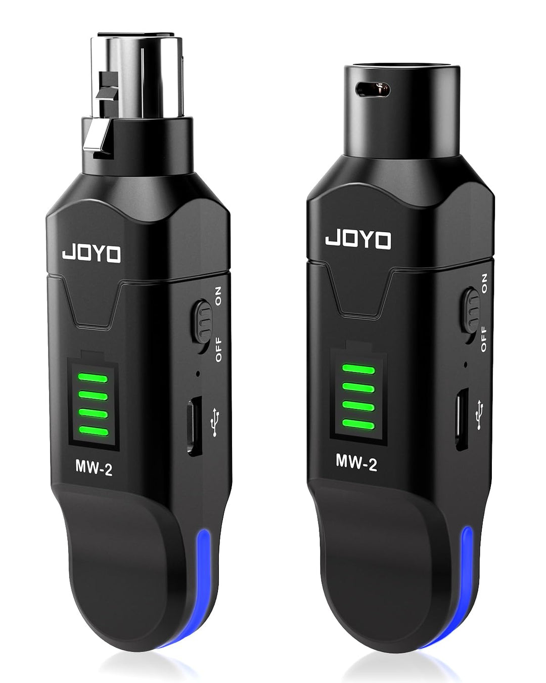 JOYO Kabelloses Mikrofonsystem, 2,4 GHz, 4 Kanäle, XLR-Sender/Empfänger für dynamisches Mikrofon/Pha