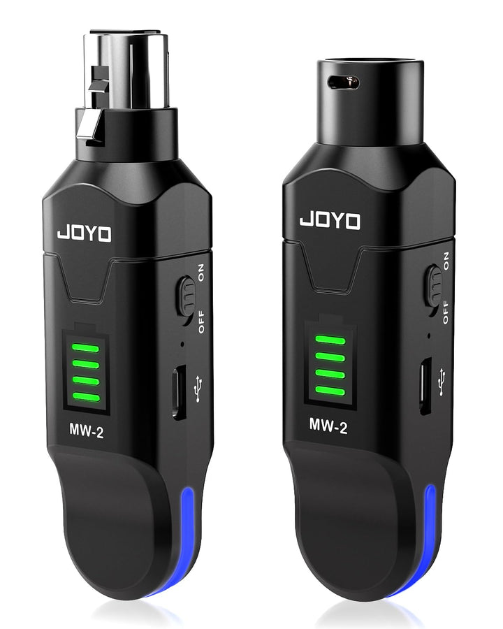 JOYO Kabelloses Mikrofonsystem, 2,4 GHz, 4 Kanäle, XLR-Sender/Empfänger für dynamisches Mikrofon/Pha