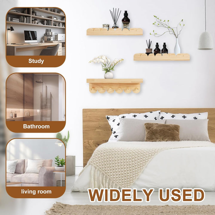 Alongen 3 Stück Schwebendes Regal 40cm Kinderzimmer Bücherregal Scalloped Regale Holz Bücherregal Ki