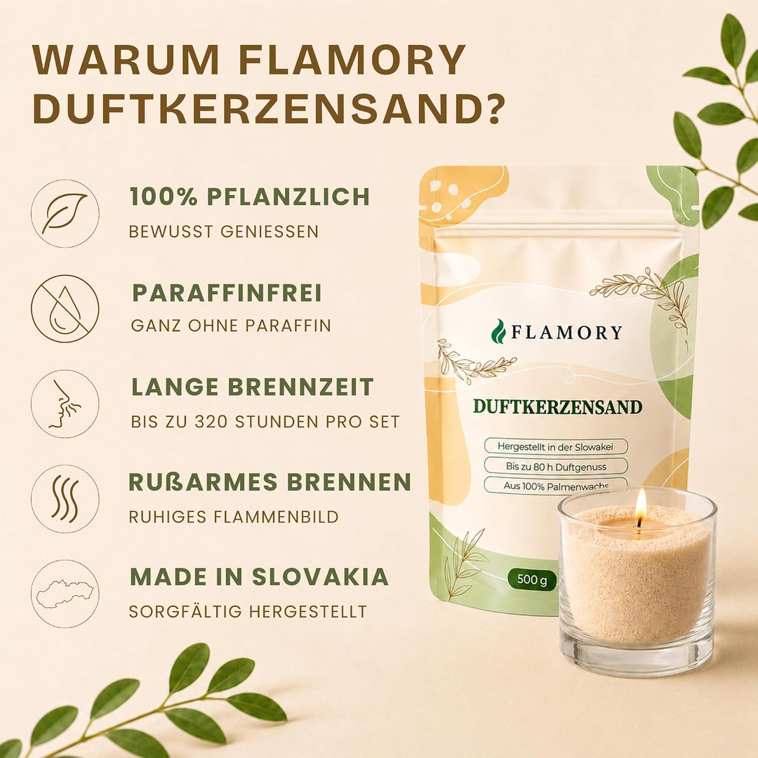 Kerzensand mit Duft Elegance Set 4x500g – [Vanille/Orange/Sandelholz/Rose] – 24 Dochte inklusive – 1