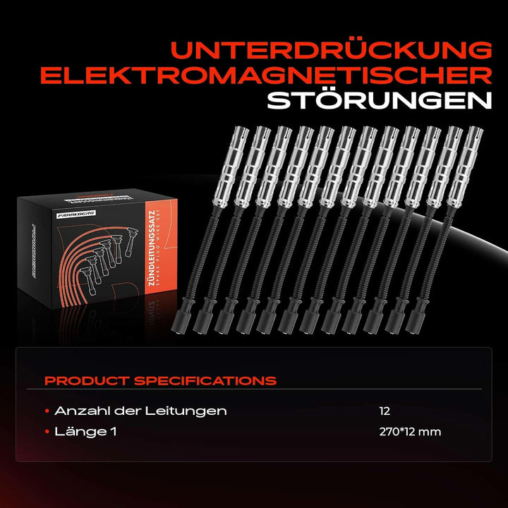 Frankberg 12x Zündkabel Kompatibel mit Crossfire 2003-2008 W202 C240 C280 1997-2000 S202 C240 C280 1