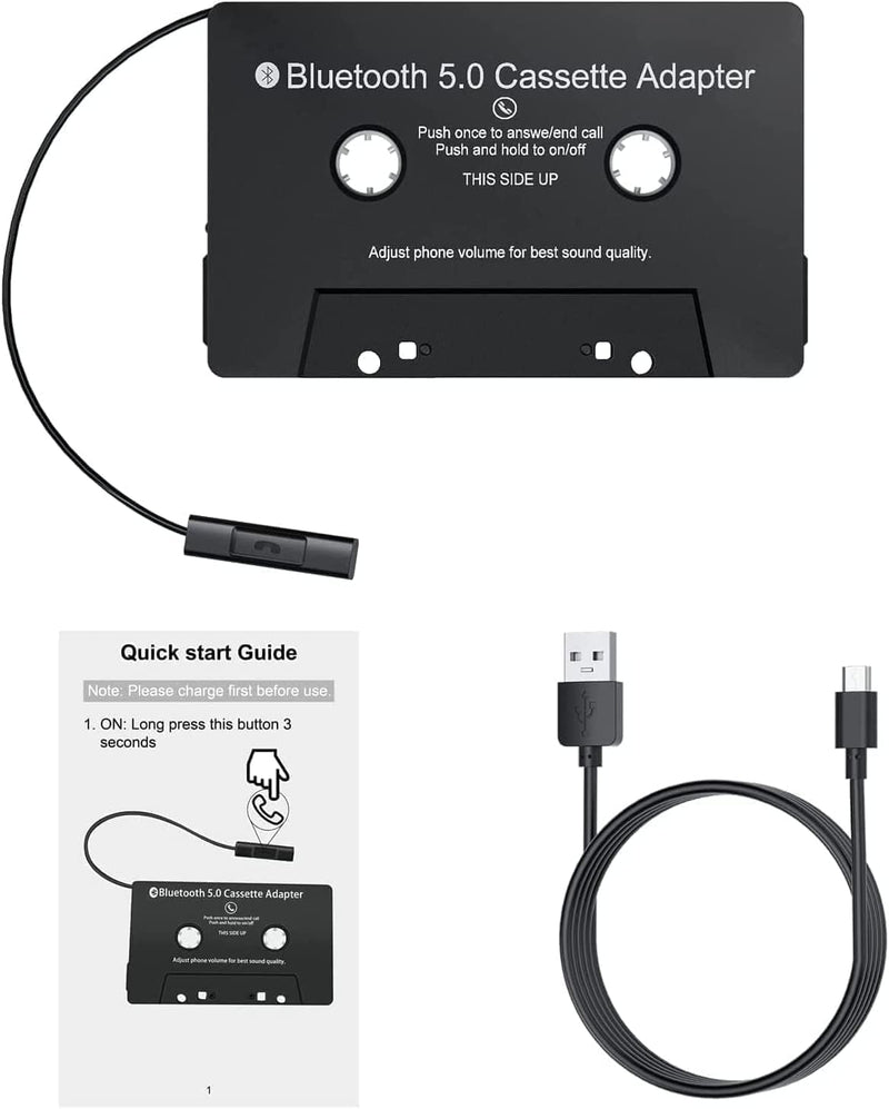 Kassetten Aux Adapter Auto Bluetooth 5.0 Audio Kassetten zu AUX Kassette mit Mikrofon/Fernbedienungs