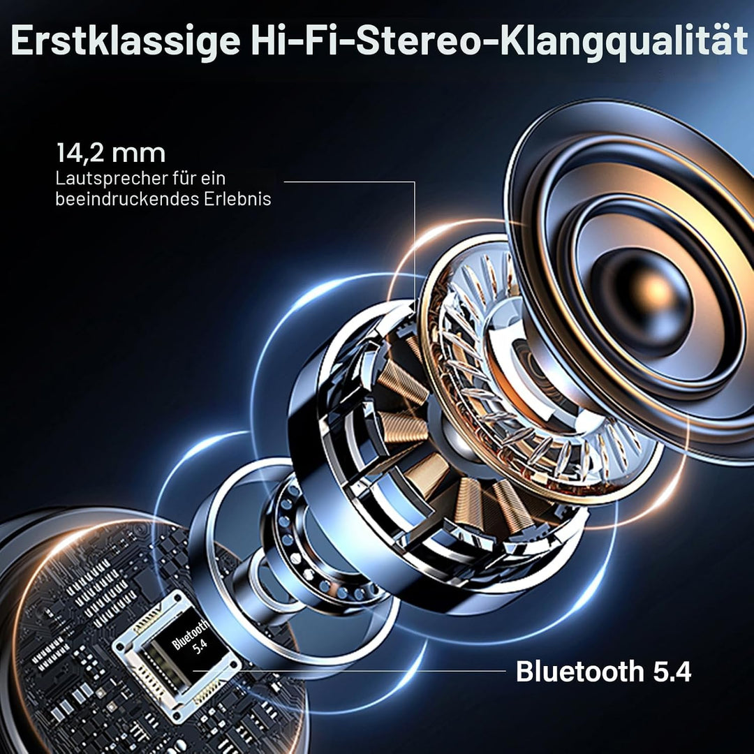 ZYHKON Bluetooth Kopfhörer mit Touchscreen, In Ear Kopfhörer Kabellos Bluetooth 5.4 mit ANC/ENC Mic