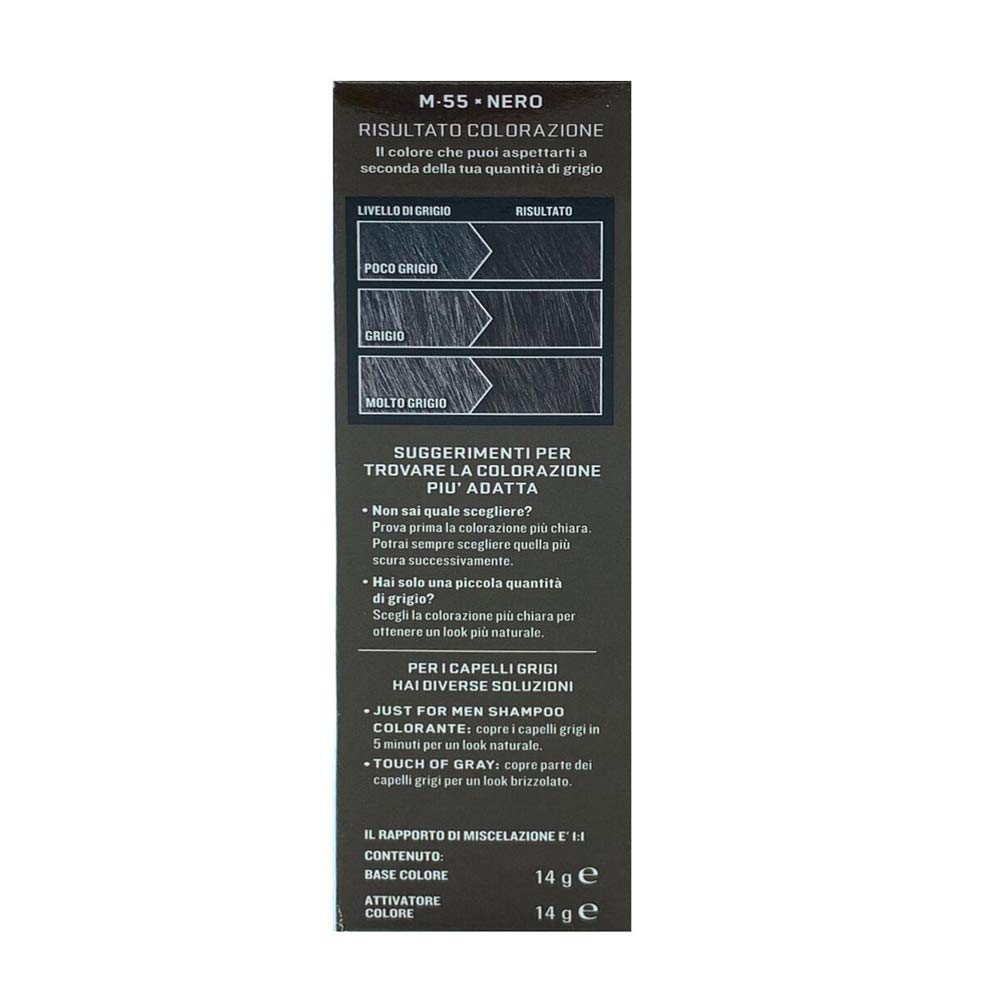 6 x JUST FOR MEN BART UND BAFFI Farbe permanent mit schwarzem Pinsel M 55 Farbgel 2 x 14g