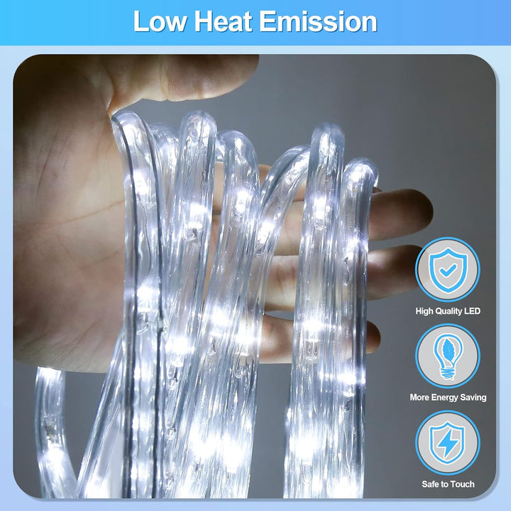 Herrselsam 40M 960 LEDS Lichterschlauch Aussen Weiss Lichtschlauch 8 Modi mit Memory-Funktion LED Li