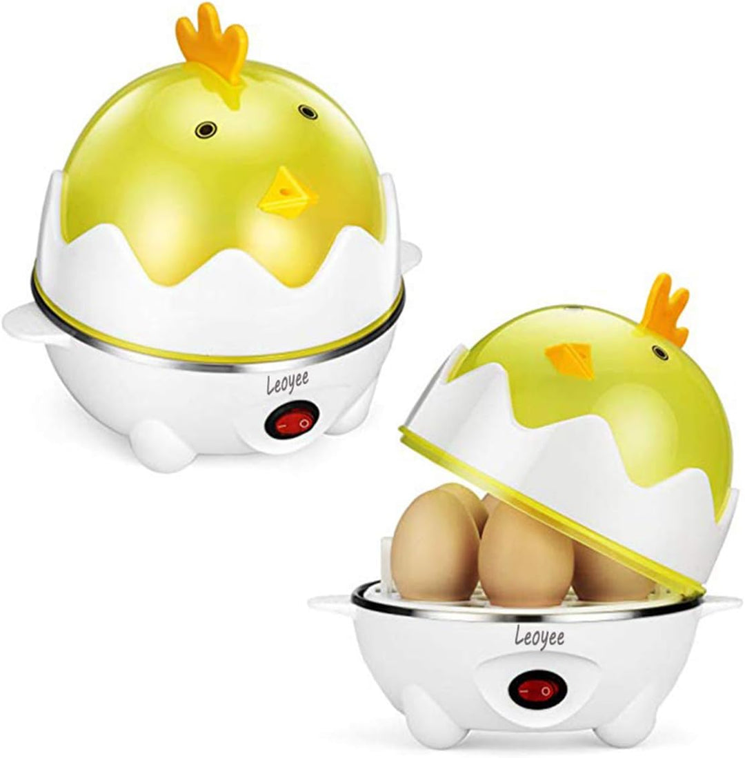 Leoyee Eierkocher Egg Cooker für 1-7 Eier mit Indikationsleuchte Abschaltautomatik (Gelb)