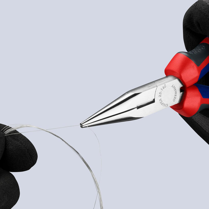 Knipex Flachrundzange mit Schneide (Radiozange) verchromt, mit Mehrkomponenten-Hüllen 160 mm 25 05 1