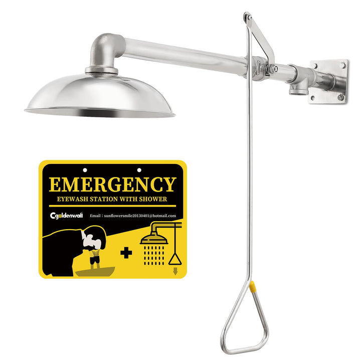 GOLDENWALL Emergency Safety Shower Outsider Drench Shower Outdoor shower Head Eye Wash Shower Eyewas