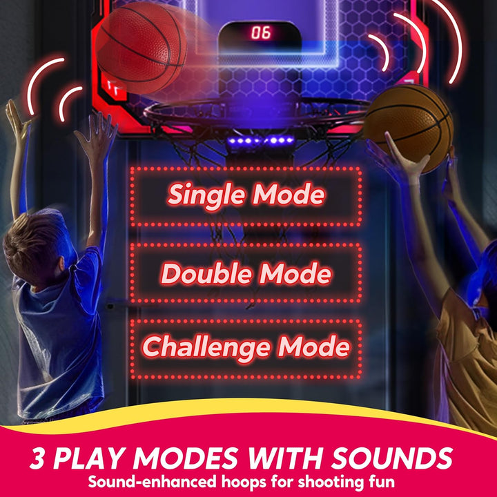 SYNCFUN Basketballkorb Indoor Kinder,Mini Basketballkorb Kinder mit Elektronische Anzeigetafel 4 Bal