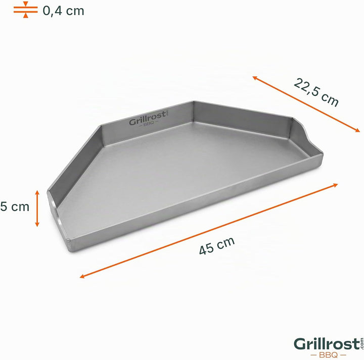 Grillrost.com Das Original Halbrunde Plancha für Kugelgrills – 4 mm Edelstahl - dicht geschweisst