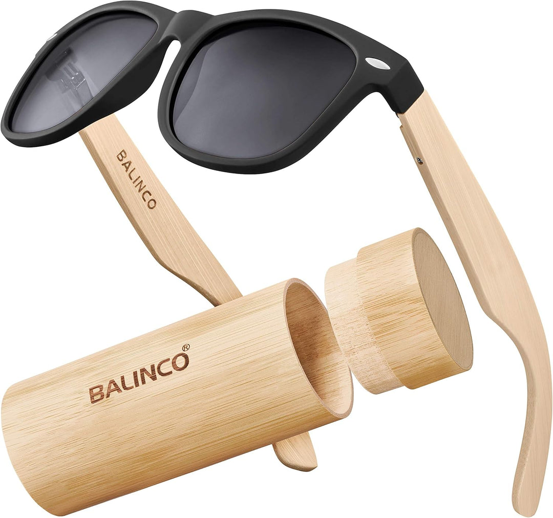 Balinco® Bambus Sonnenbrillen Set für Damen & Herren - mit polarisierten TAC-Linsen für ein intensiv