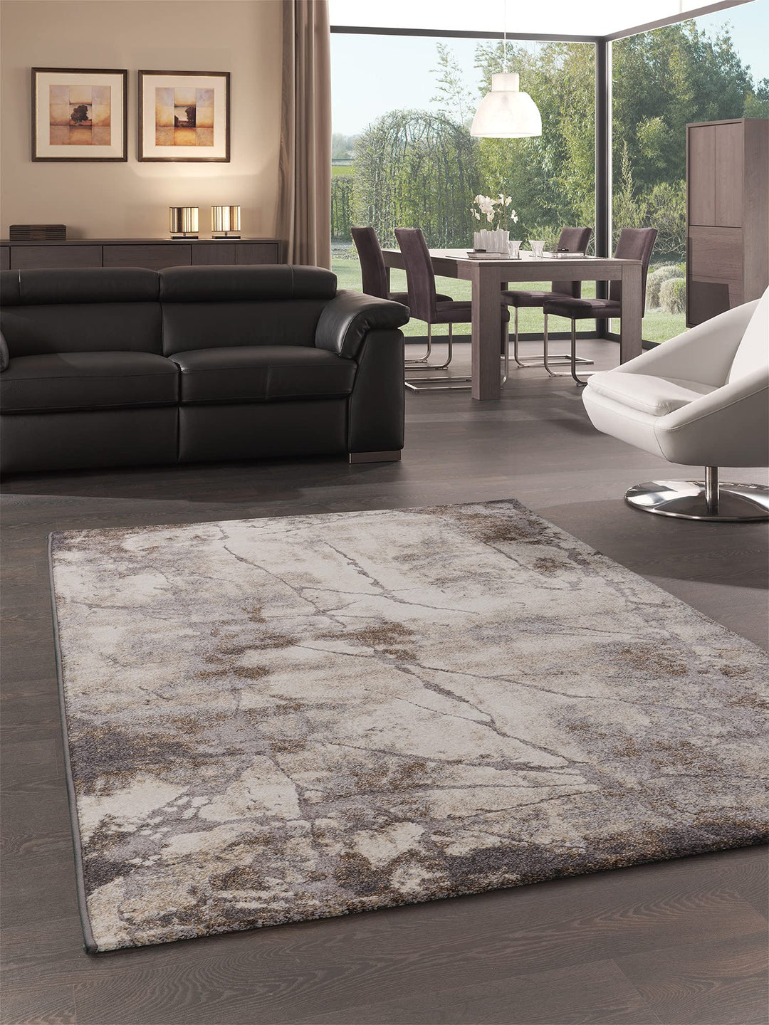 the carpet Marla Eleganter Moderner Wohnzimmerteppich, Schlafzimmer, Dichter Kurzflor, Hoch-Tief-Eff