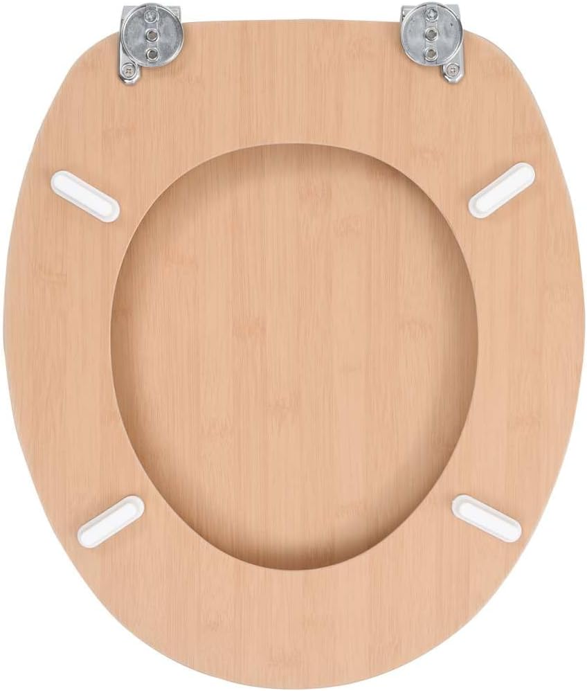 vidaXL Toilettensitz mit Deckel Bambus-Design WC Sitz Brille Toilettendeckel Klodeckel Klobrille Toi