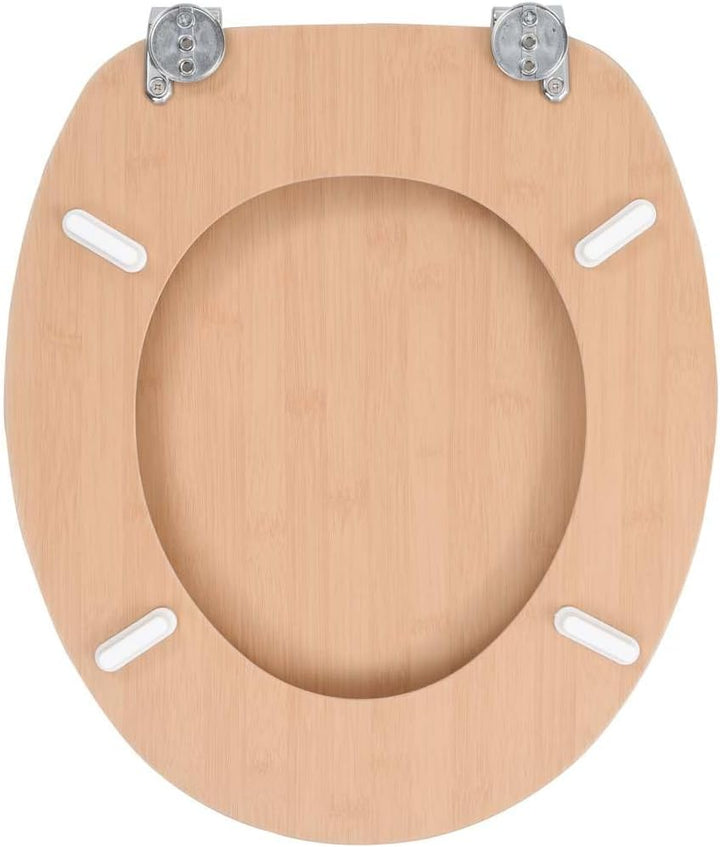 vidaXL Toilettensitz mit Deckel Bambus-Design WC Sitz Brille Toilettendeckel Klodeckel Klobrille Toi