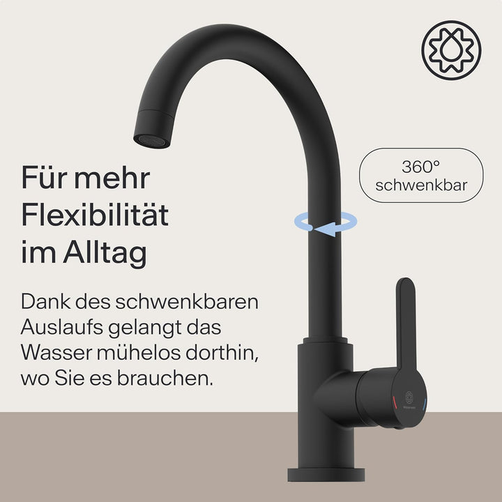 Wasserwerk Küchenarmatur WK5 | Wasserhahn Küche | Armatur Spültisch | Mischbatterie für die Küche |
