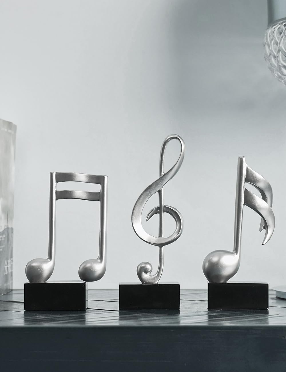 Amoy-Art 3pcs Deko Skulpturen Musik Note Figuren Klavier Statue Modern Arts Wohnzimmer Kunst Polyres
