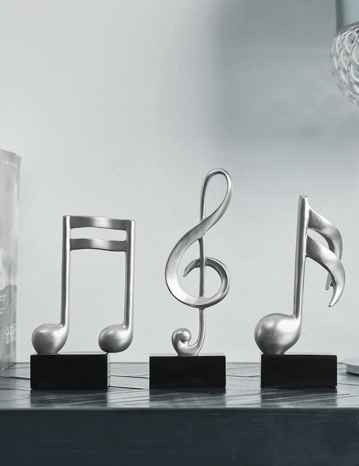 Amoy-Art 3pcs Deko Skulpturen Musik Note Figuren Klavier Statue Modern Arts Wohnzimmer Kunst Polyres