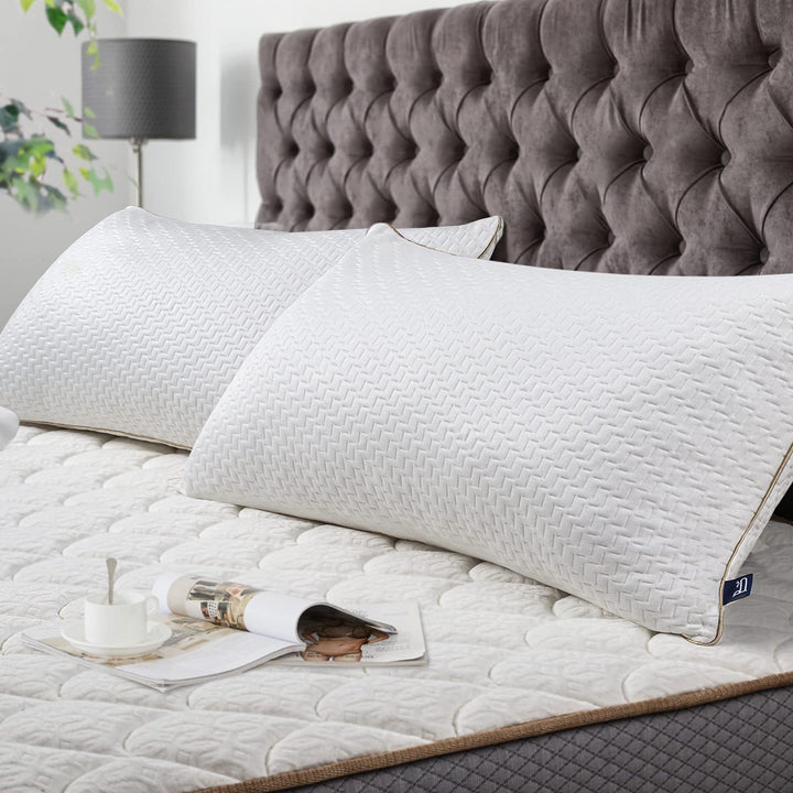 BedStory Kopfkissen 40x80 2er Set mit abziehbarem Bambusfasern Bezug, Antimilben und antibakteriell