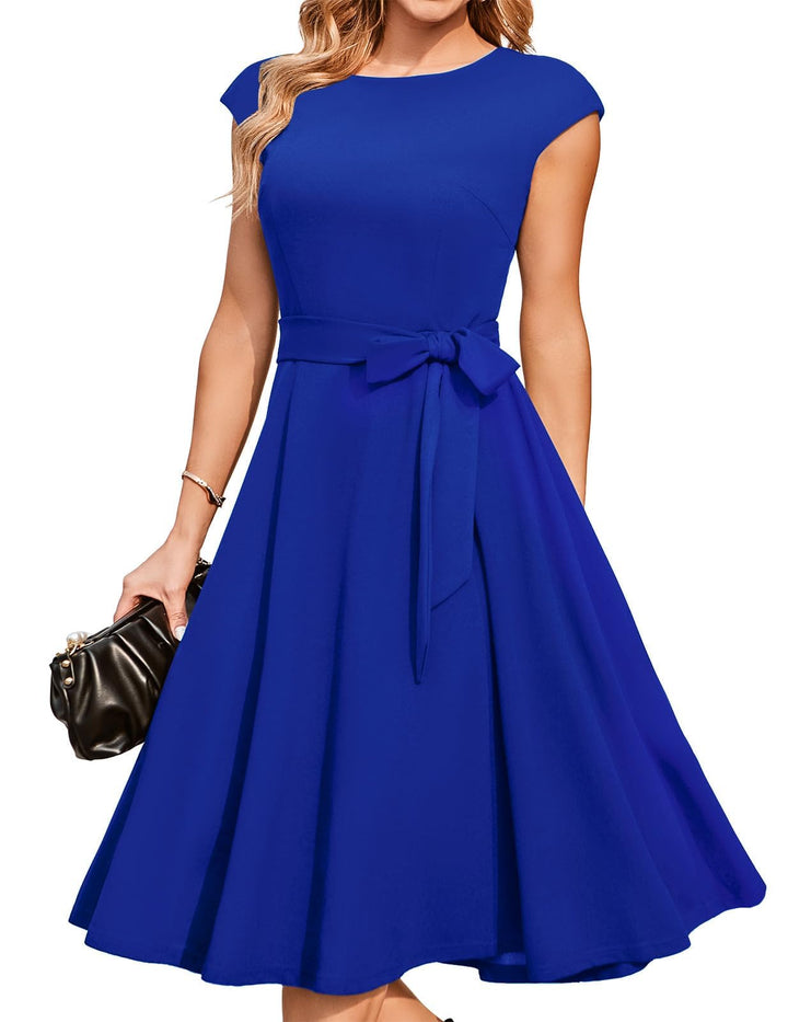 DRESSTELLS Cocktailkleid Damen Elegant Weihnachts 1950er Vintage A-Line Swing Knielang Festlich Wint