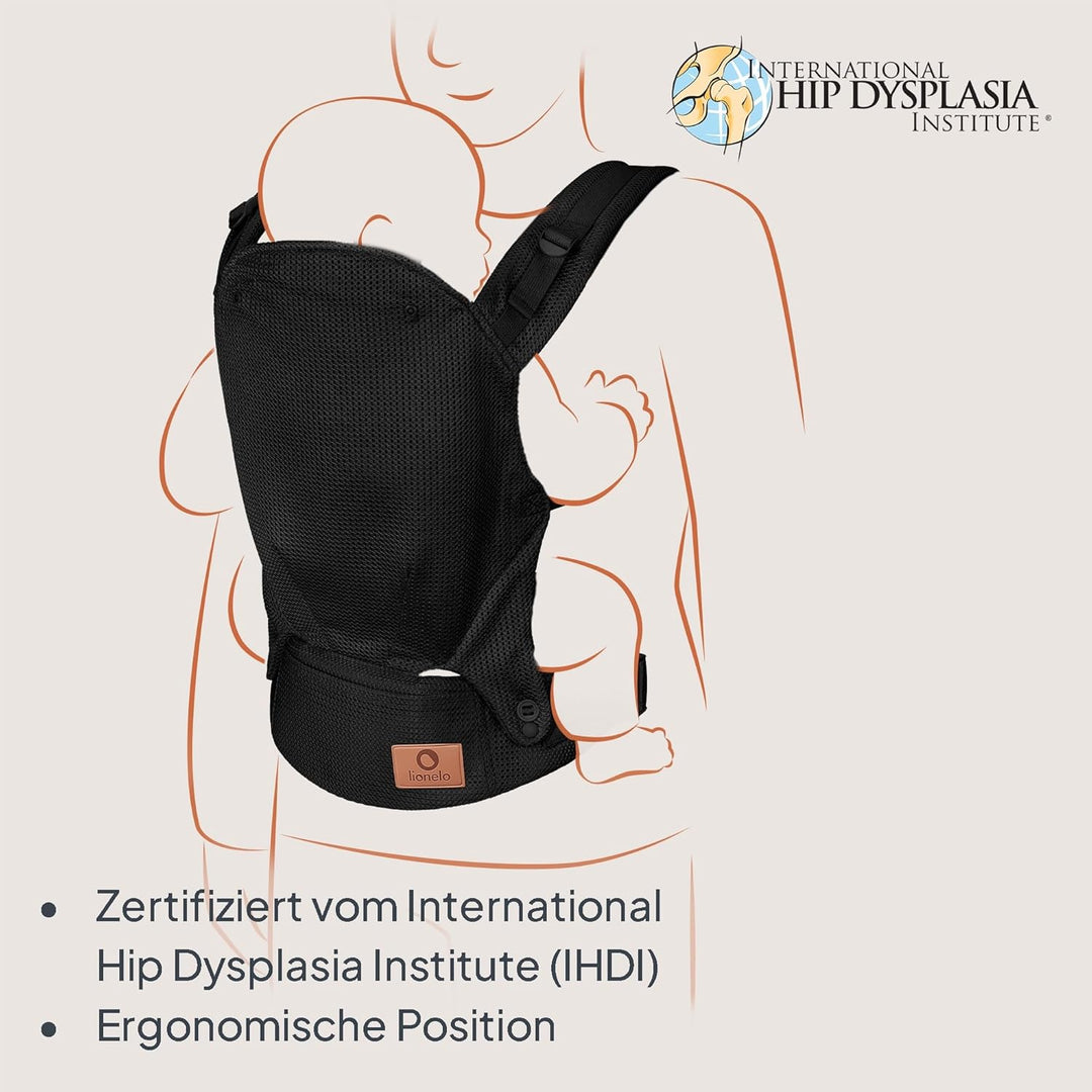 Lionelo Margareet Air Ergonomische Babytrage für Babys von 4 Monaten bis 20 kg, 3 Tragepositionen, a