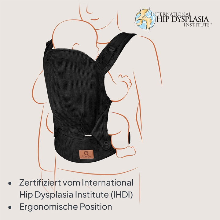 Lionelo Margareet Air Ergonomische Babytrage für Babys von 4 Monaten bis 20 kg, 3 Tragepositionen, a