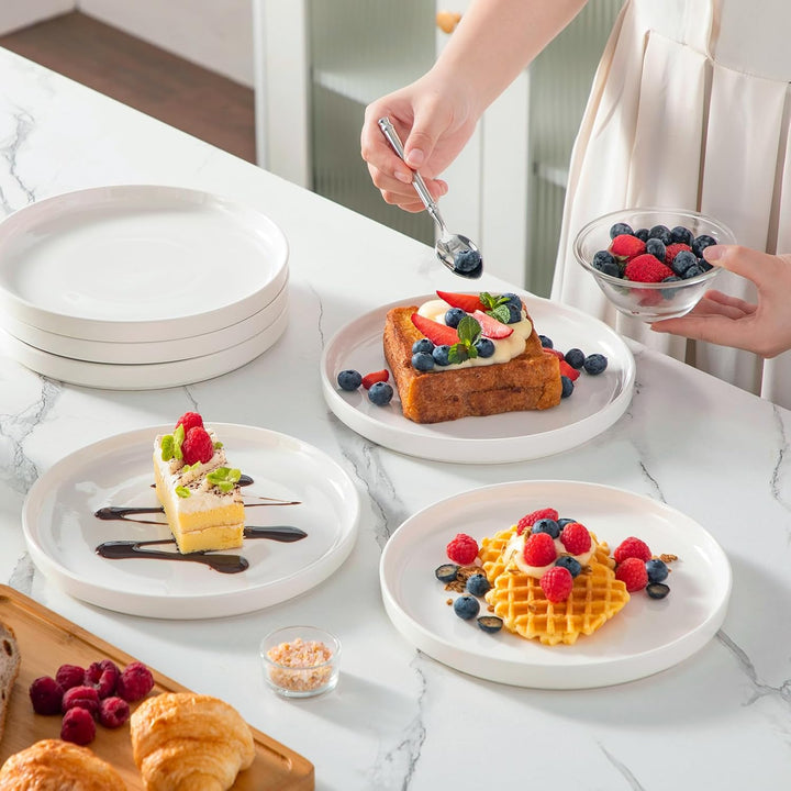 MALACASA Dessertteller 6 Personen, Ø 21 cm Kleine Teller Set aus Porzellan, Frühstücksteller mit Ste