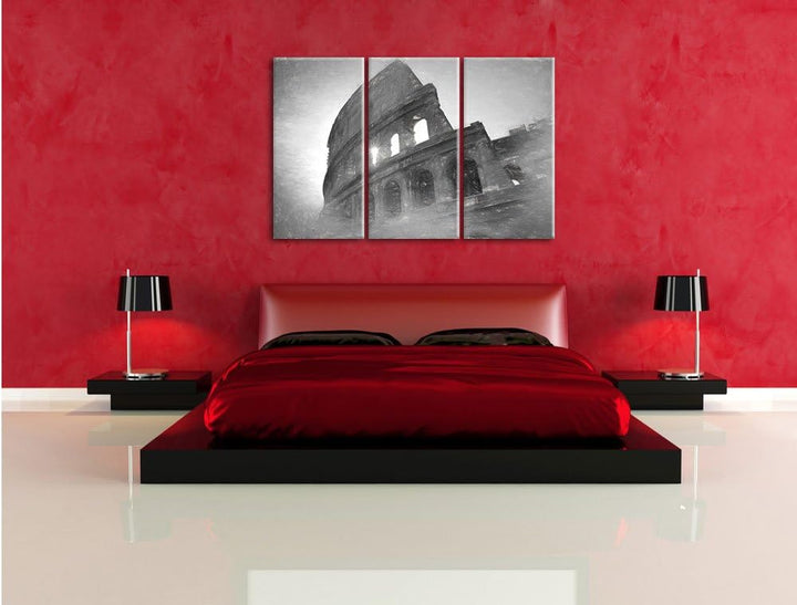 Pixxprint Kolosseum in Rom als Leinwandbild/Grösse: 3 Teilig (120x80) cm/Wandbild/Kunstdruck/fertig