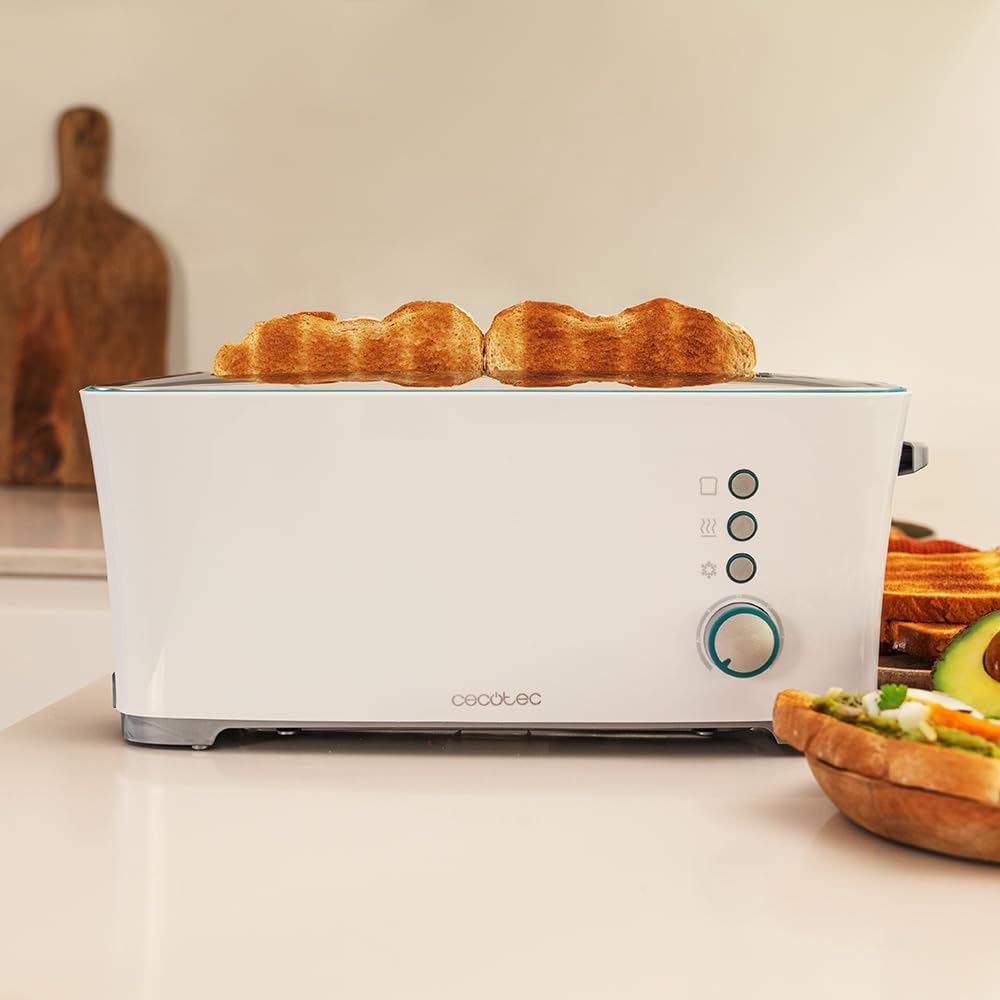 Cecotec Toaster Toast&Taste Extra W, 1000W, Doppelter XL-Schlitz für dicke Brotscheiben, Selbstzentr