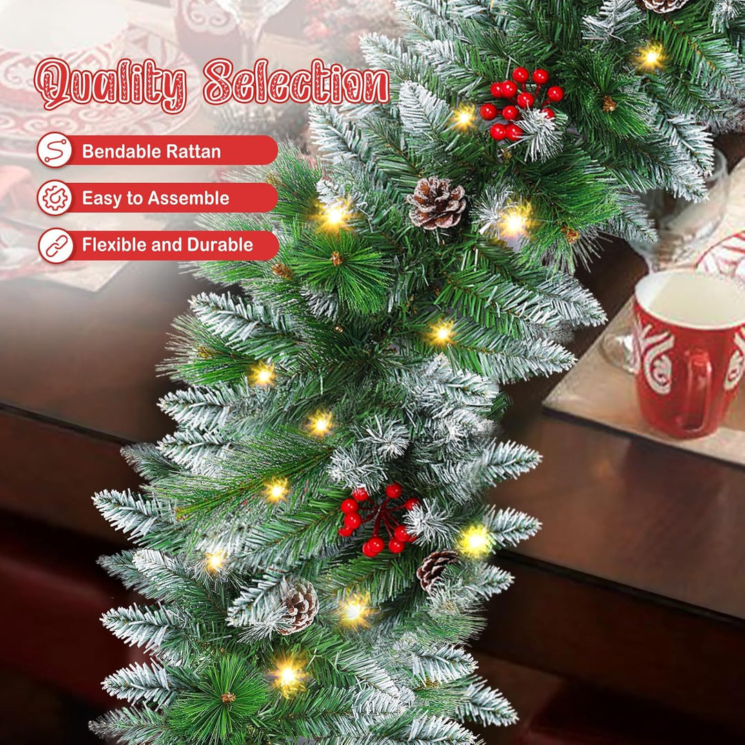 SHAVINGFUN Weihnachtsgirlande,2.7M/9Ft Weihnachtsgirlande Vorbeleuchteter Künstlicher weihnachtsgirl