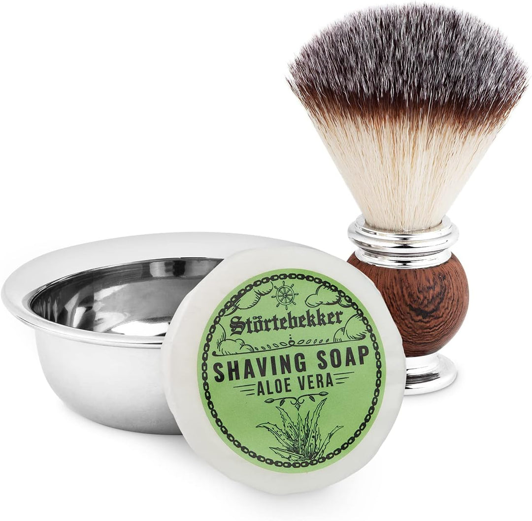 Störtebekker® Premium Rasierständer Set - mit Rasierhobel, Rasierpinsel, Rasierschale und Rasierseif