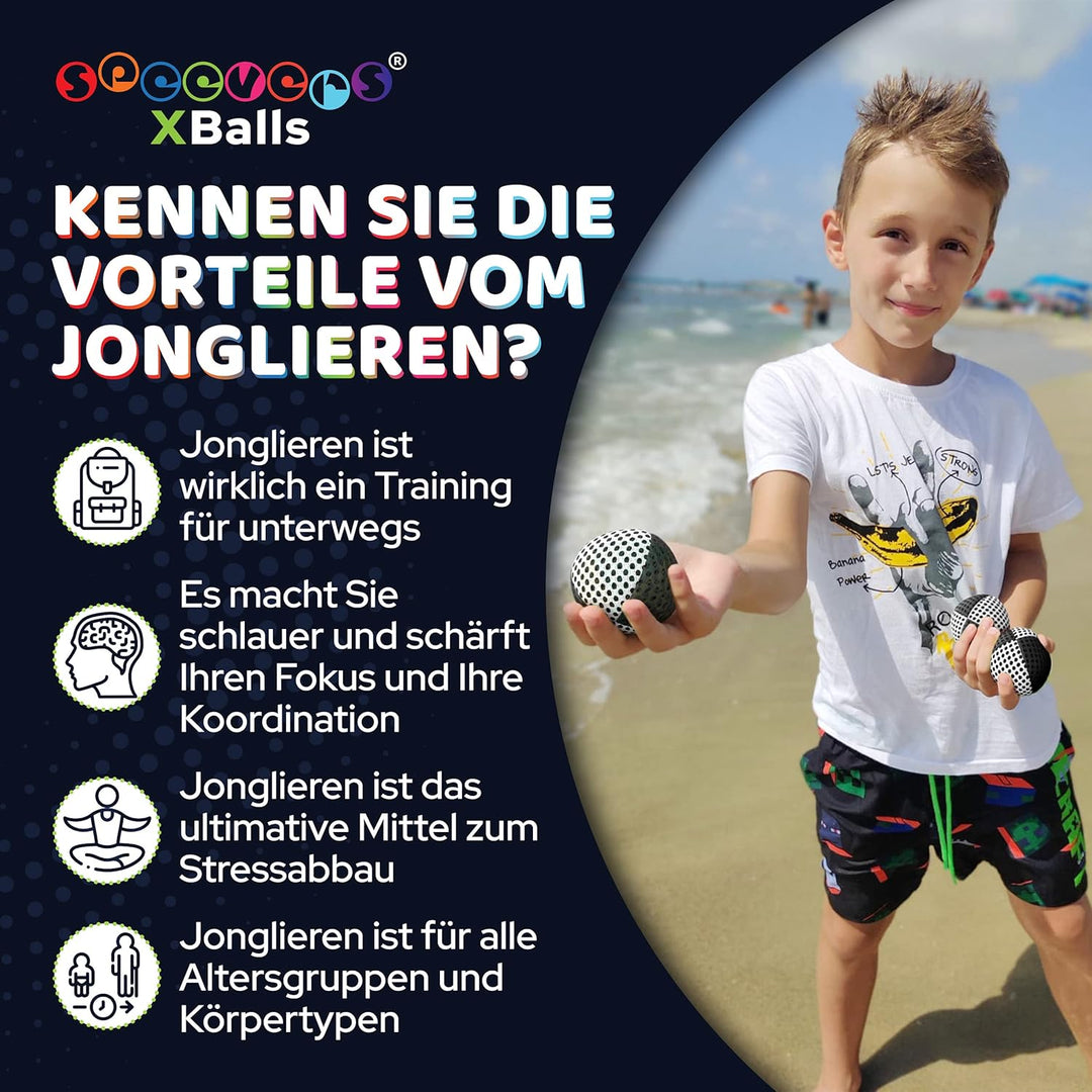 speevers XBalls Hohe Qualität Jonglierbälle Kinder Anfänger und Profi 3er Set, Jonglieren in 15 Farb