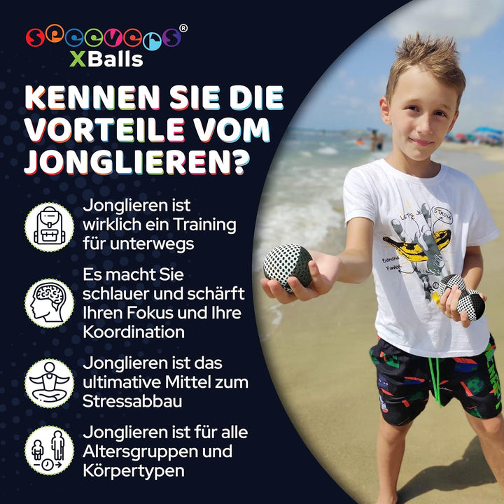 speevers XBalls Hohe Qualität Jonglierbälle Kinder Anfänger und Profi 3er Set, Jonglieren in 15 Farb