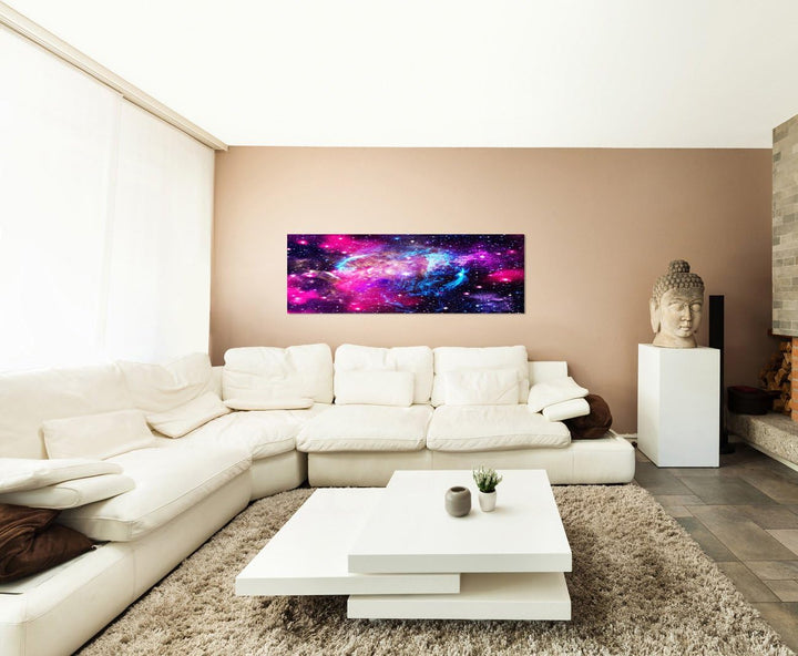 Paul Sinus Art Panoramabild auf Leinwand und Keilrahmen 150x50cm Sterne Lichter Weltraum abstrakt