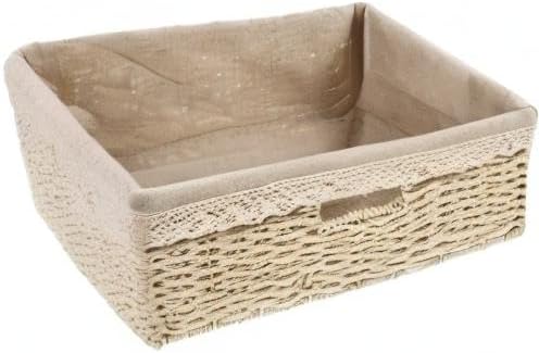 Cabilock Geflochtener Aufbewahrungskorb Eckig Beige Gewebter Regalkorb Gemüsekorb Obstkorb mit Liner