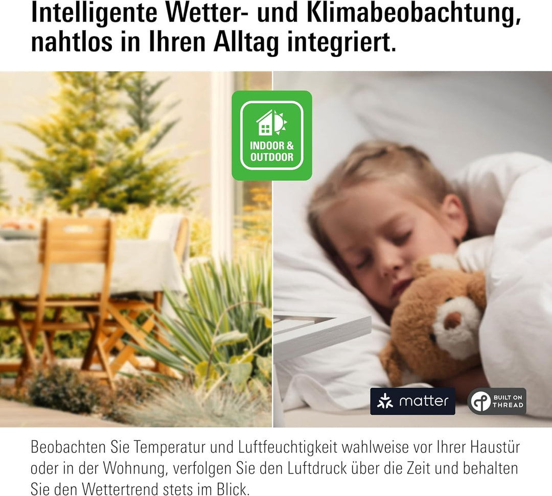 Eve Weather - Smarte Wetterstation (Matter) zum Überwachen von Temperatur, Luftfeuchtigkeit,Wettertr
