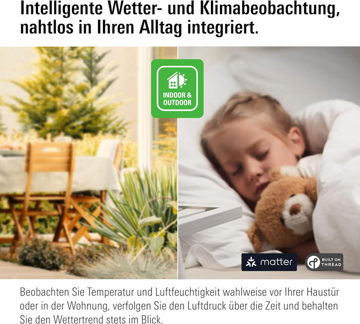 Eve Weather - Smarte Wetterstation (Matter) zum Überwachen von Temperatur, Luftfeuchtigkeit,Wettertr