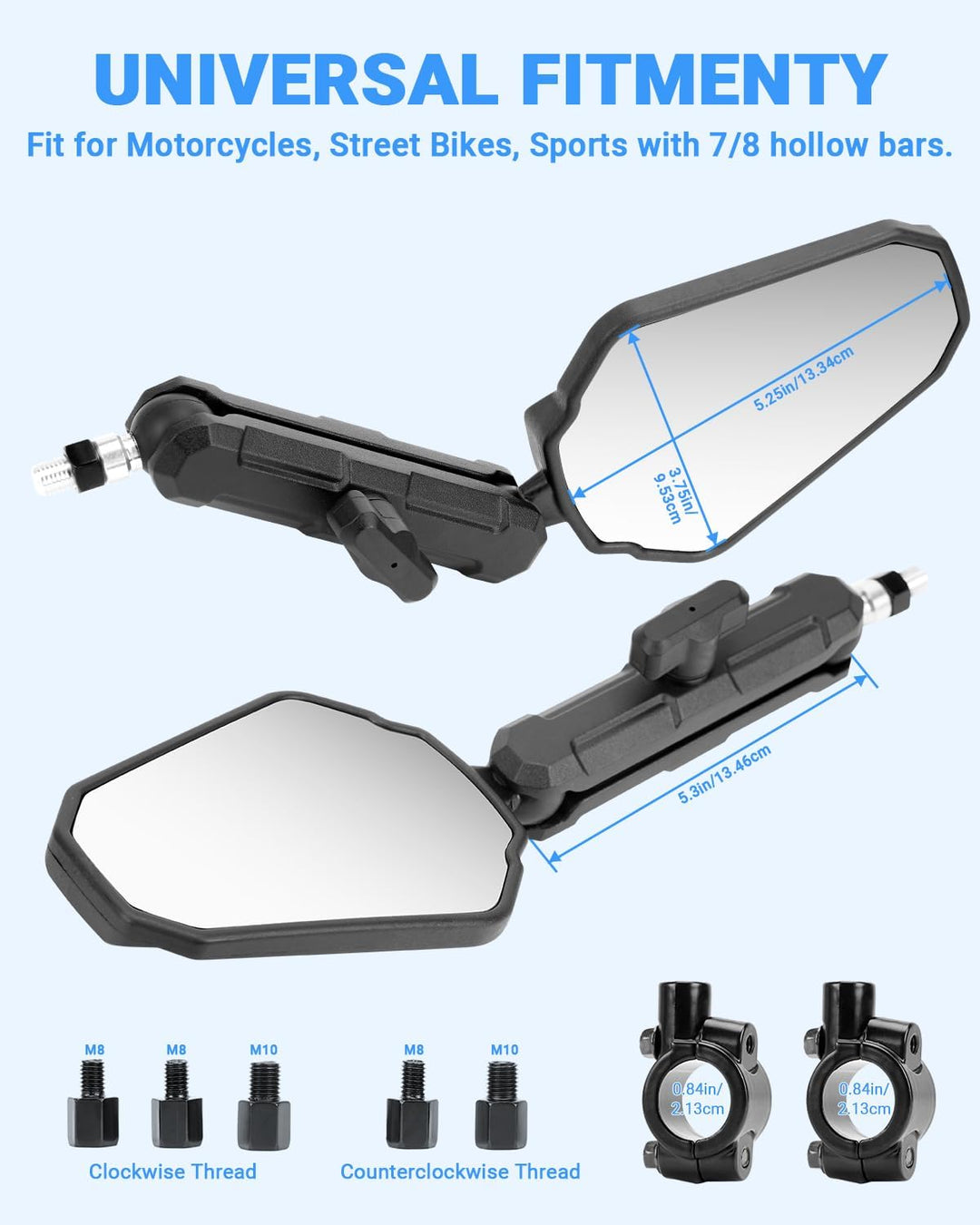 SUPAREE Universal Motorrad Rückspiegel Motorrad Spiegel Klappbar Offroad motorrad Spiegel e-Geprüft