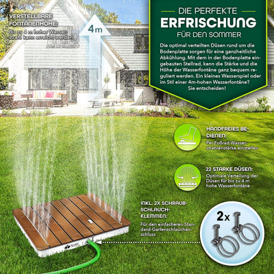 tillvex® Gartendusche Outdoor bis 4 m Fontänenhöhe | Bodendusche rechteckig mit Fussrad | Aussendusc