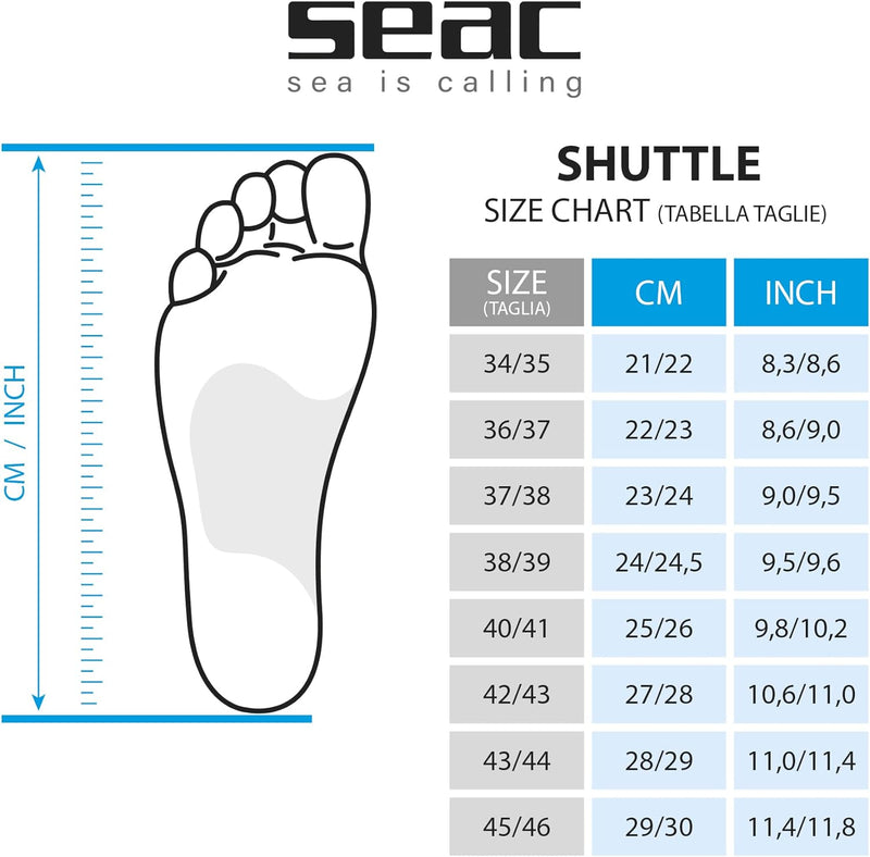 SEAC Shuttle Flex 100% Silikon Kurze Schwimmflossen 42/43 hell blau, 42/43 hell blau