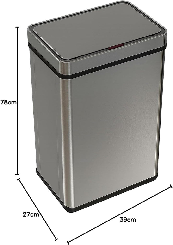 Well Home Abfallbehälter, 70 l, Metallic, Edelstahl, mit automatischem Sensor und Geruchsfilter, H.